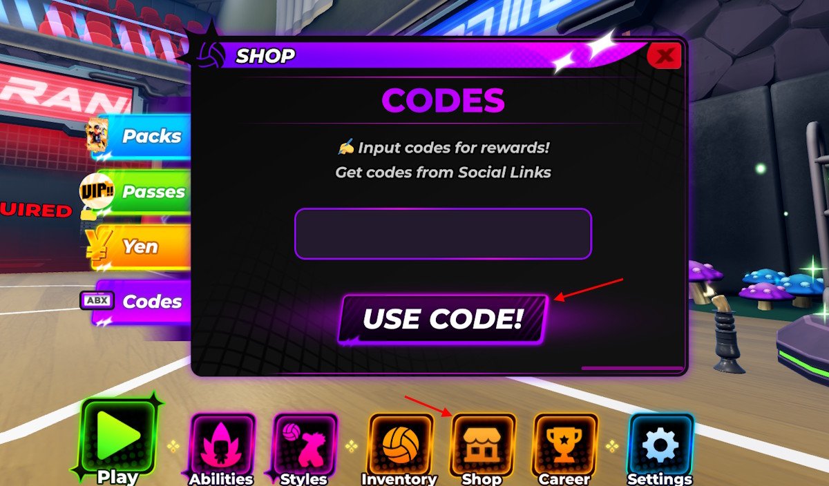 redeem volleyball legends codes