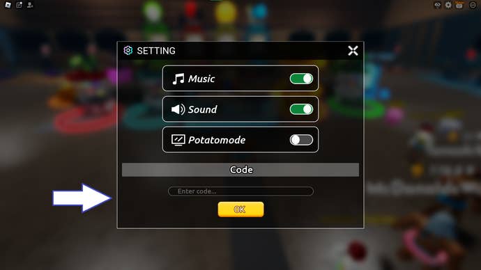 A screenshot from Swim League in Roblox showing the game's codes field.