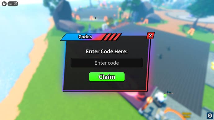 A screenshot of Anime Immortals in Roblox showing the game's codes screen.