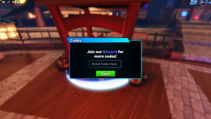 A screenshot of Anime Royale in Roblox showing the game's codes page.