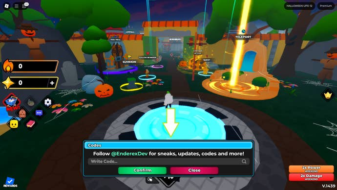 A screenshot of Anime Strike Simulator in Roblox showing the game's codes field.