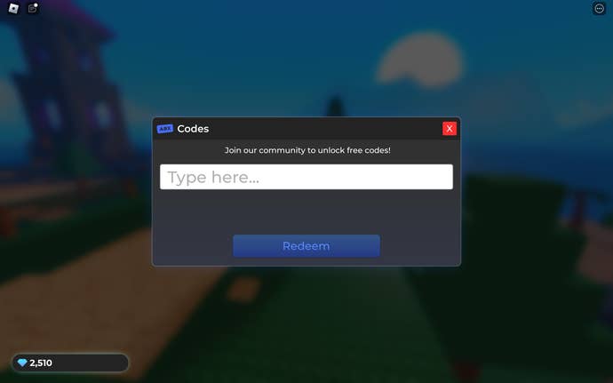 A screenshot from Character RNG in Roblox showing the game's codes page.