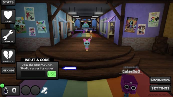 A screenshot from Dandy's World in Roblox showing the game's codes field.