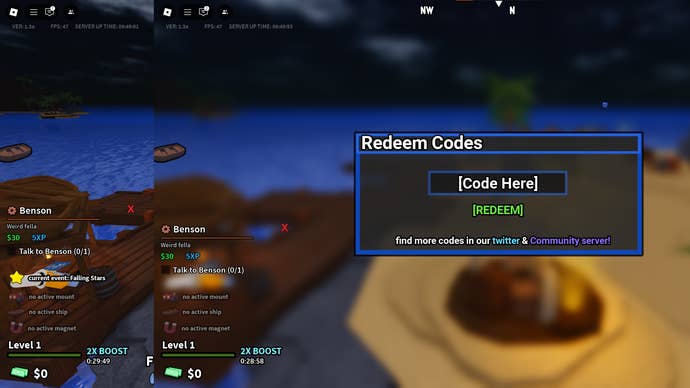 A screenshot of Dig It in Roblox showing the game's codes field.