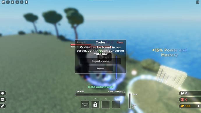 A screenshot from Fight For Survival in Roblox showing the game's codes page.