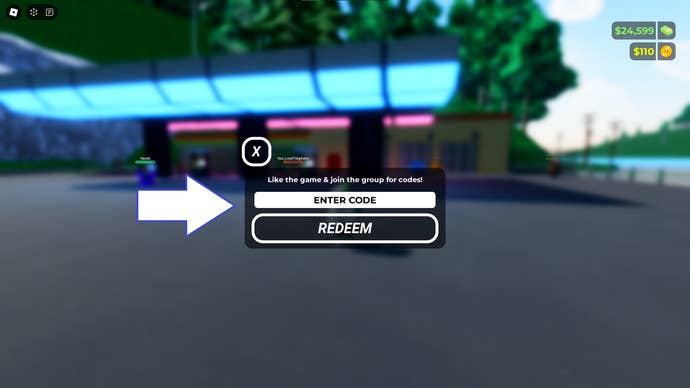 A screenshot of Highway Hooligans in Roblox showing the game's codes page.