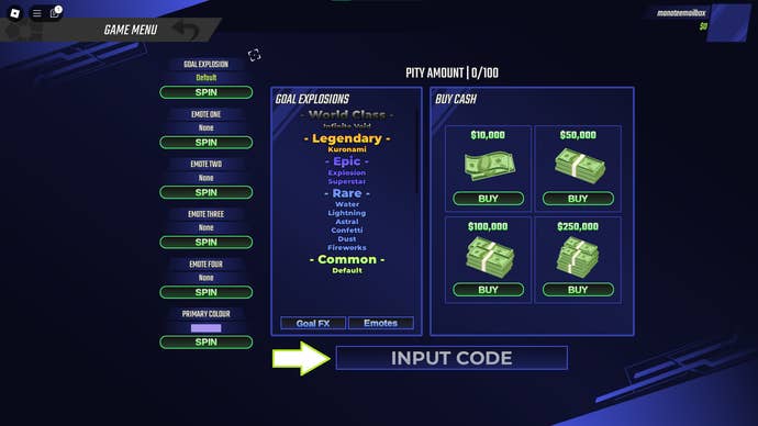 A screenshot of Skillful in Roblox showing the game's codes field.