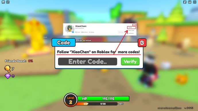 A screenshot from Warrior Simulator in Roblox showing the game's codes page.