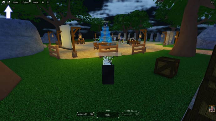 A screenshot from Card RNG in Roblox showing the chat icon.