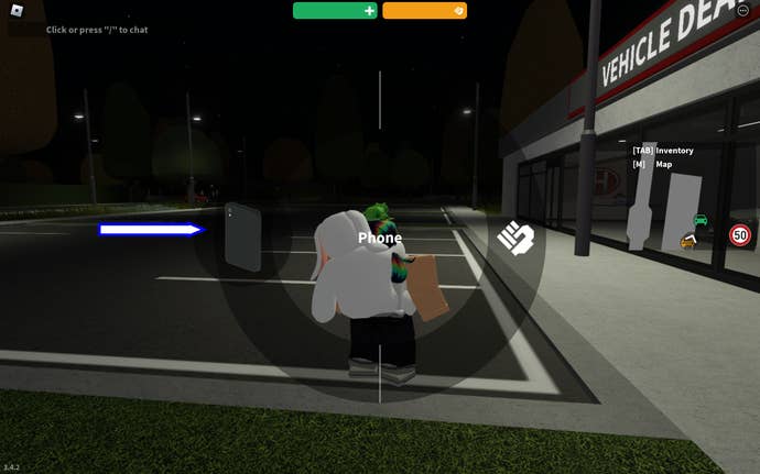 A screenshot from Emergency Hamburg in Roblox showing the game's phone option.