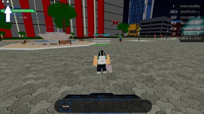 A screenshot of Monster Ghoul in Roblox showing the chat icon.