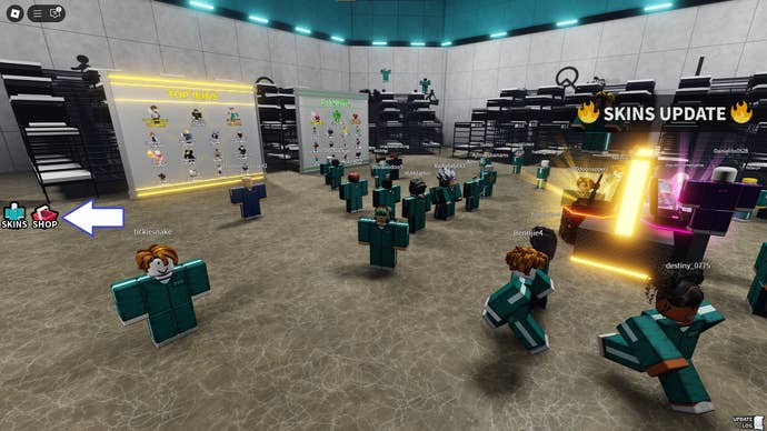 A screenshot of Octopus Game in Roblox showing the game's Shop button.