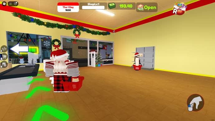 A screenshot of Supermarket Simulator in Roblox showing the game's codes button.